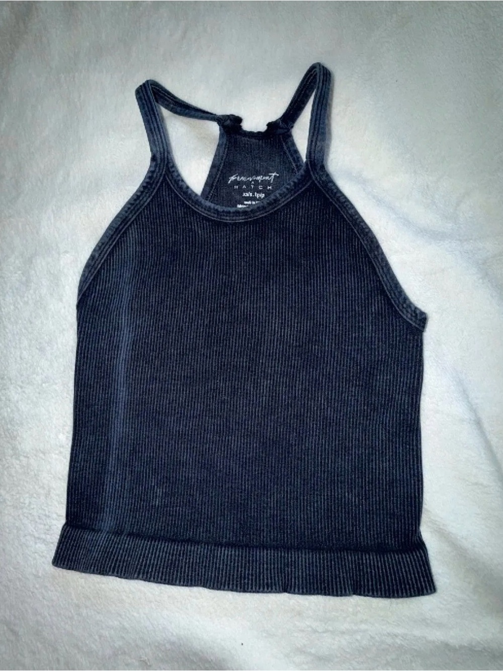 Free People Charcoal Ribbed High Neck Tank